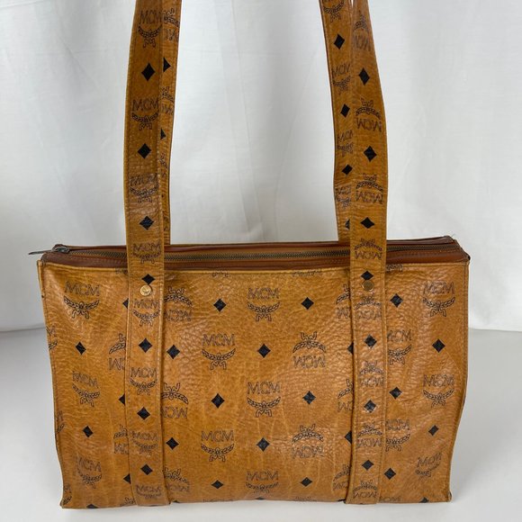 MCM Bags Mcm Signature Visetos Large Cognac Shoulder Bag Poshmark
